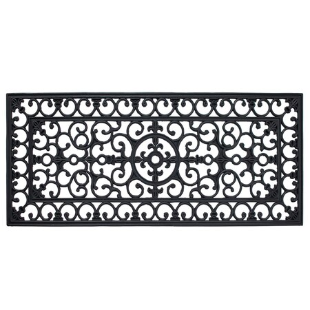 Configuracion 17 x 41 in. Fleur De Lis Rubber Rectangular Doormat Black CO3361367